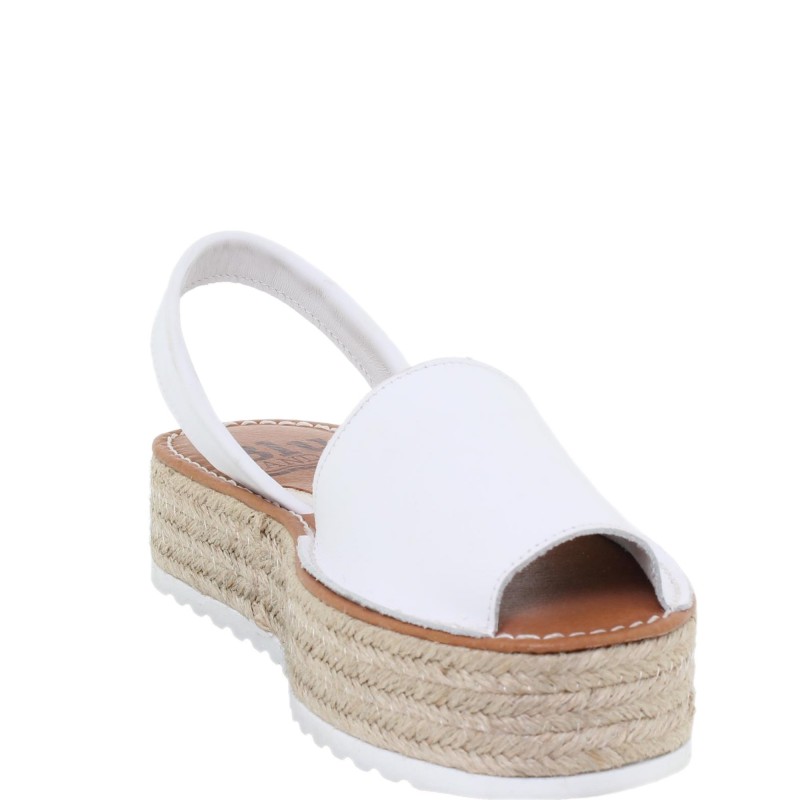 696016201BLU - Menorquina Plataforma Mujer Blanco
