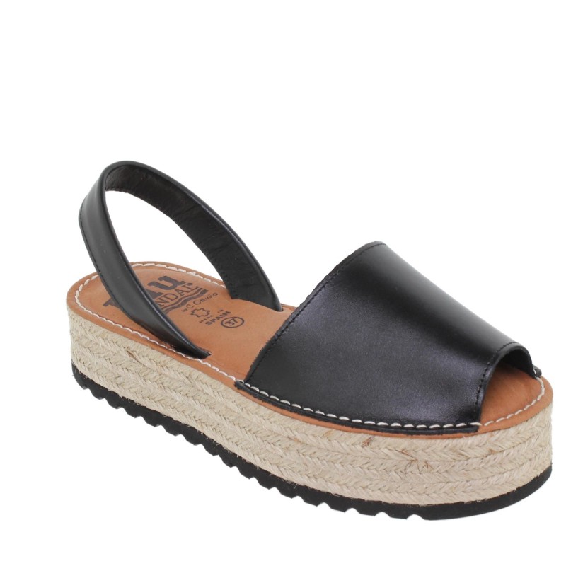 696016201BLU - Menorquina Plataforma Mujer Negro
