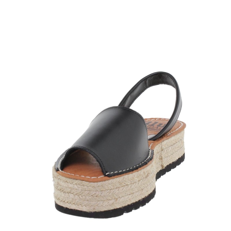 696016201BLU - Menorquina Plataforma Mujer Negro