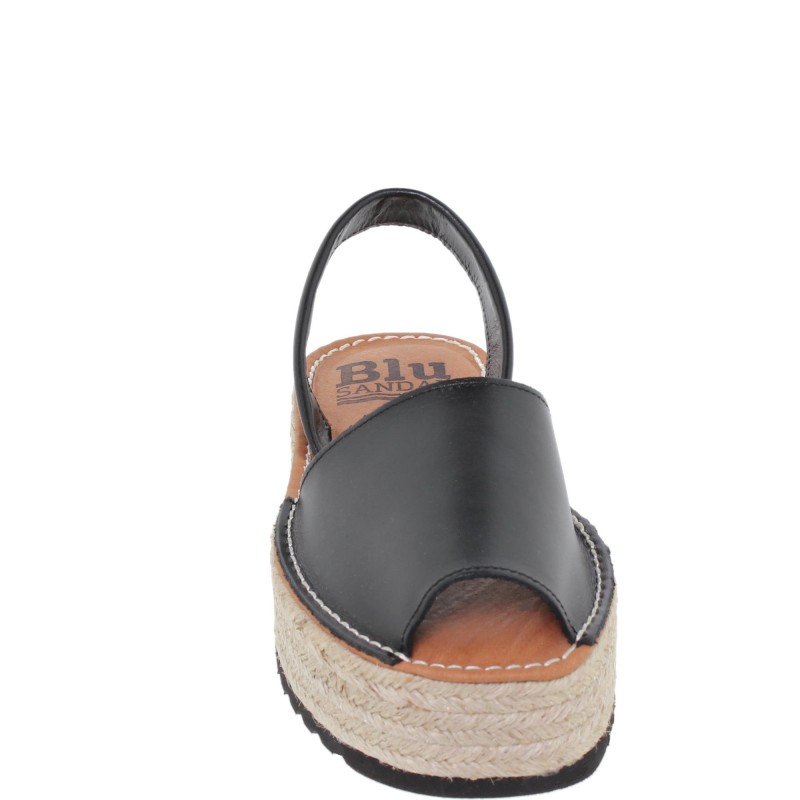696016201BLU - Menorquina Plataforma Mujer Negro