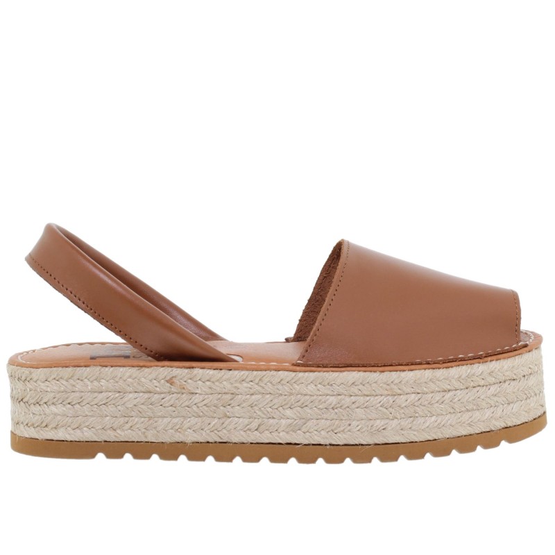696016201BLU - Menorquina Plataforma Mujer Cuero
