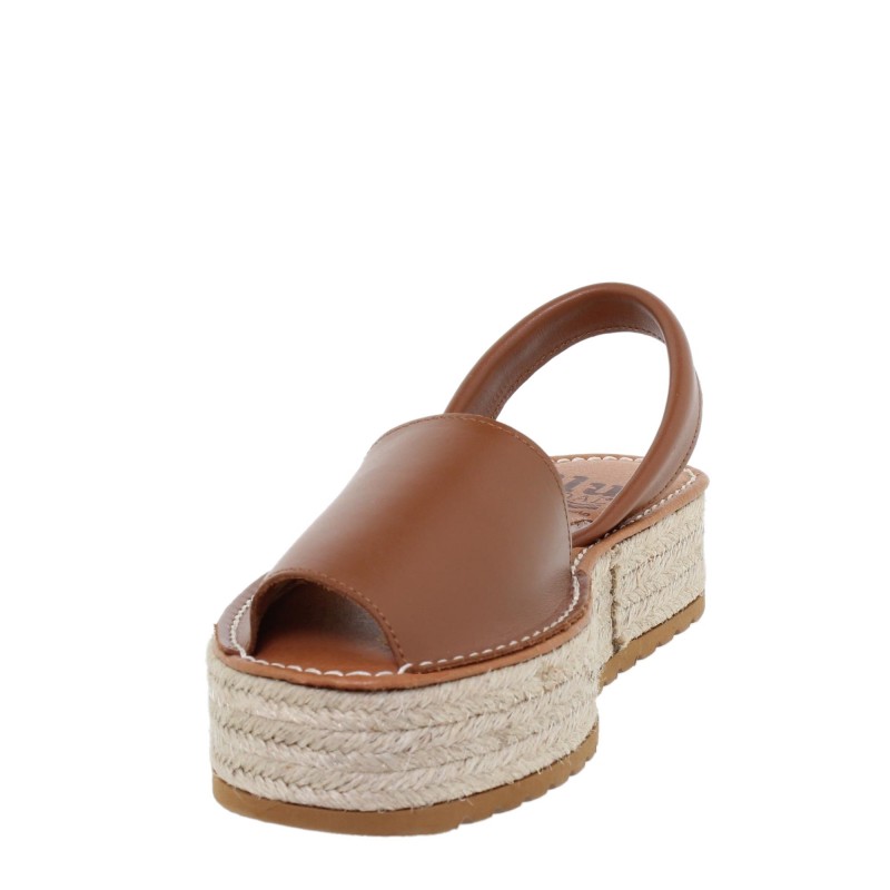 696016201BLU - Menorquina Plataforma Mujer Cuero