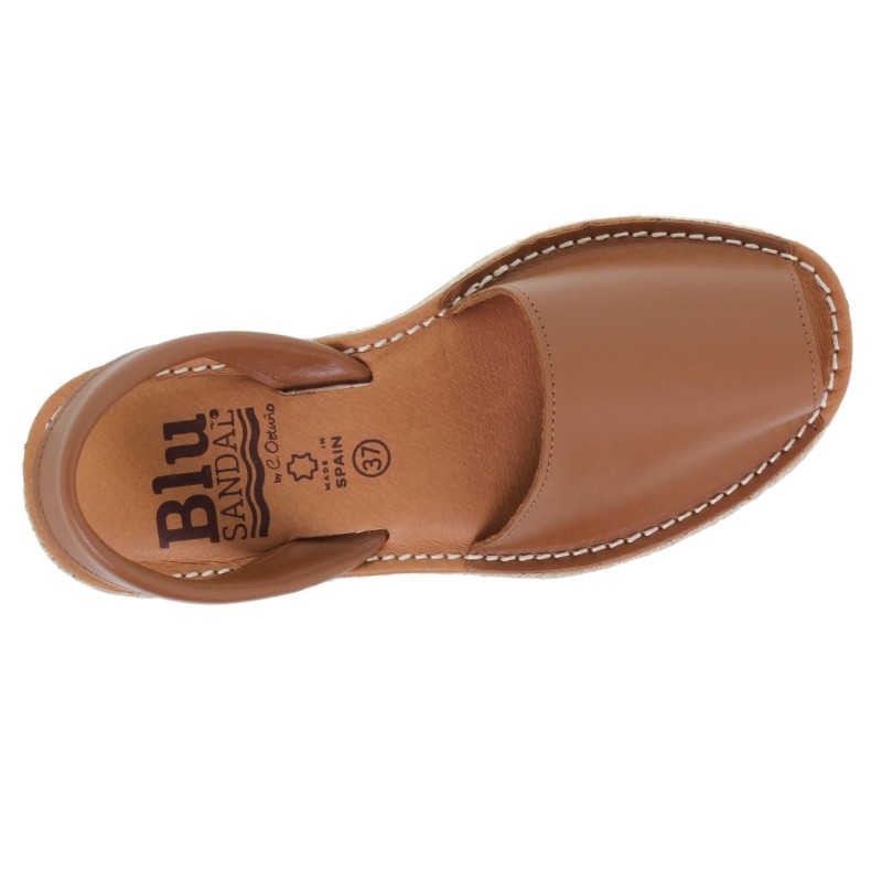 696016201BLU - Menorquina Plataforma Mujer Cuero