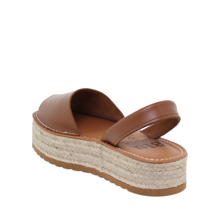 696016201BLU - Menorquina Plataforma Mujer Cuero