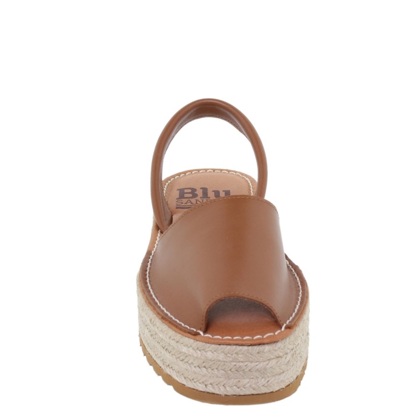 696016201BLU - Menorquina Plataforma Mujer Cuero