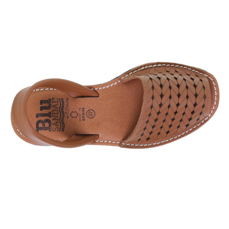 51202489BLU – Menorquina Plana Mujer Cuero