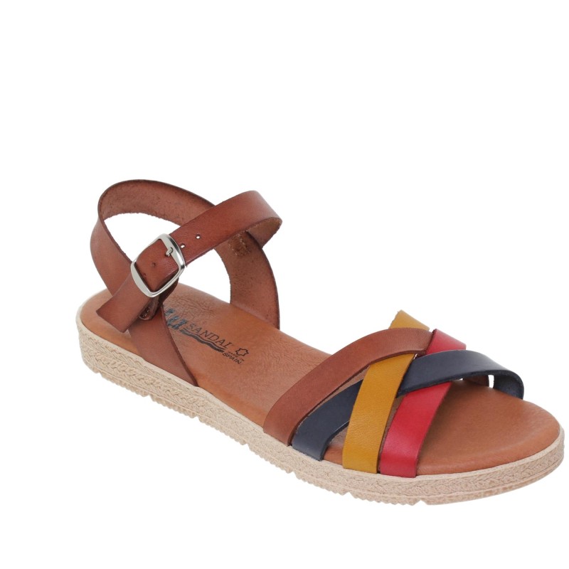 2740235BLU - Sandalia Plana Mujer Multicolor