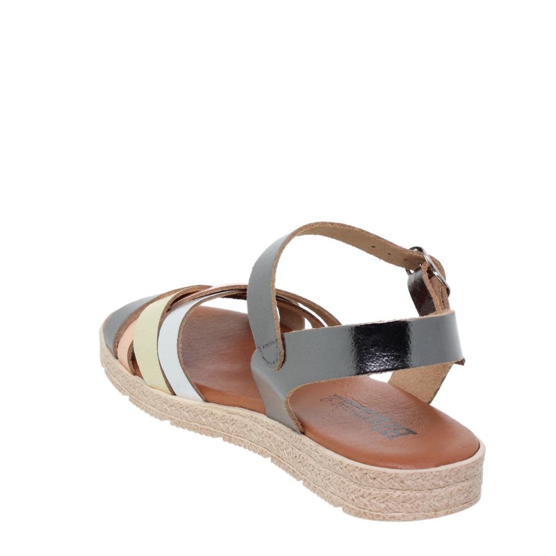 2740235BLU - Sandalia Plana Mujer Metal
