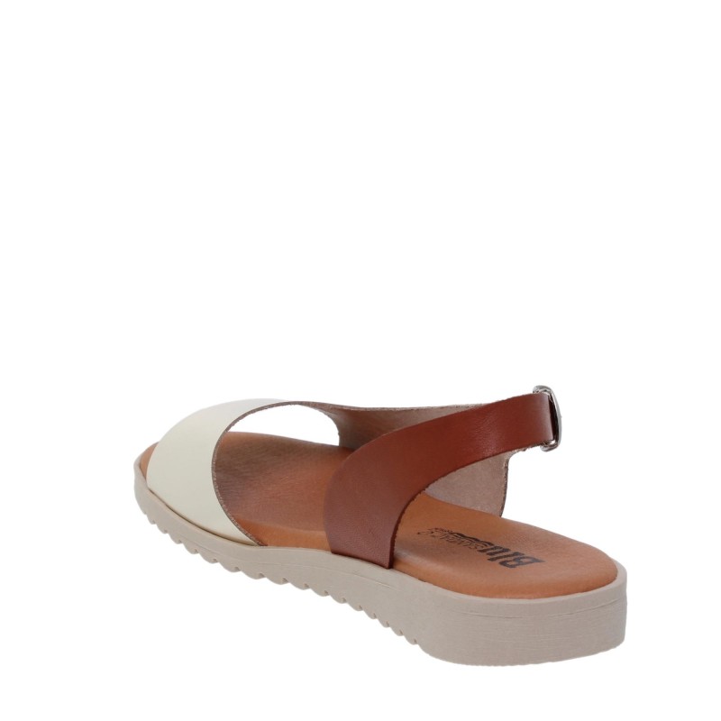 1115BLU - Sandalia Plana Mujer Platino