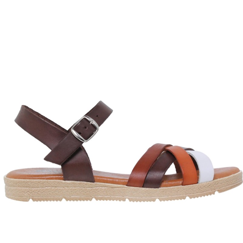 2740235BLU - Sandalia Plana Mujer Multicuero