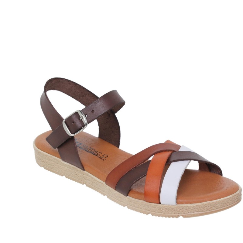 2740235BLU - Sandalia Plana Mujer Multicuero