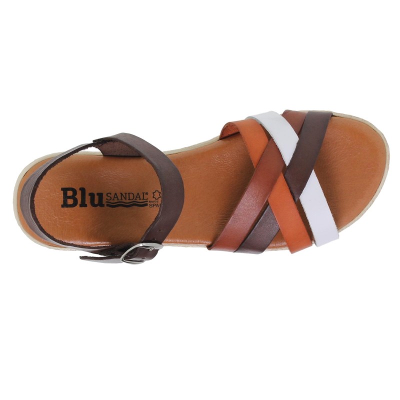 2740235BLU - Sandalia Plana Mujer Multicuero