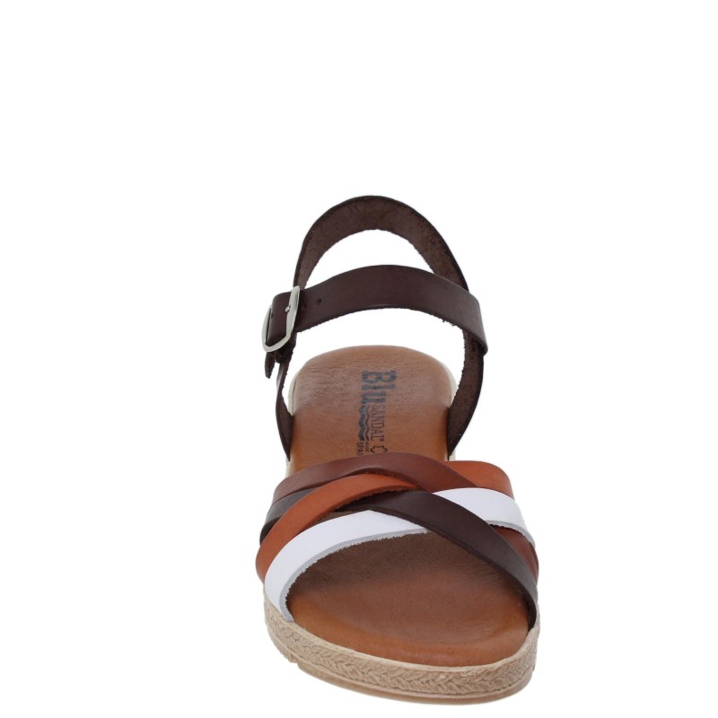 2740235BLU - Sandalia Plana Mujer Multicuero