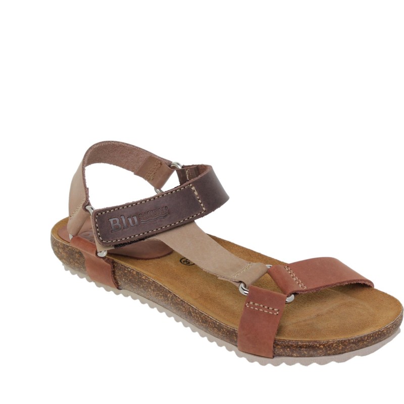 9070879BLU - Sandalia Señora Piel Multicuero