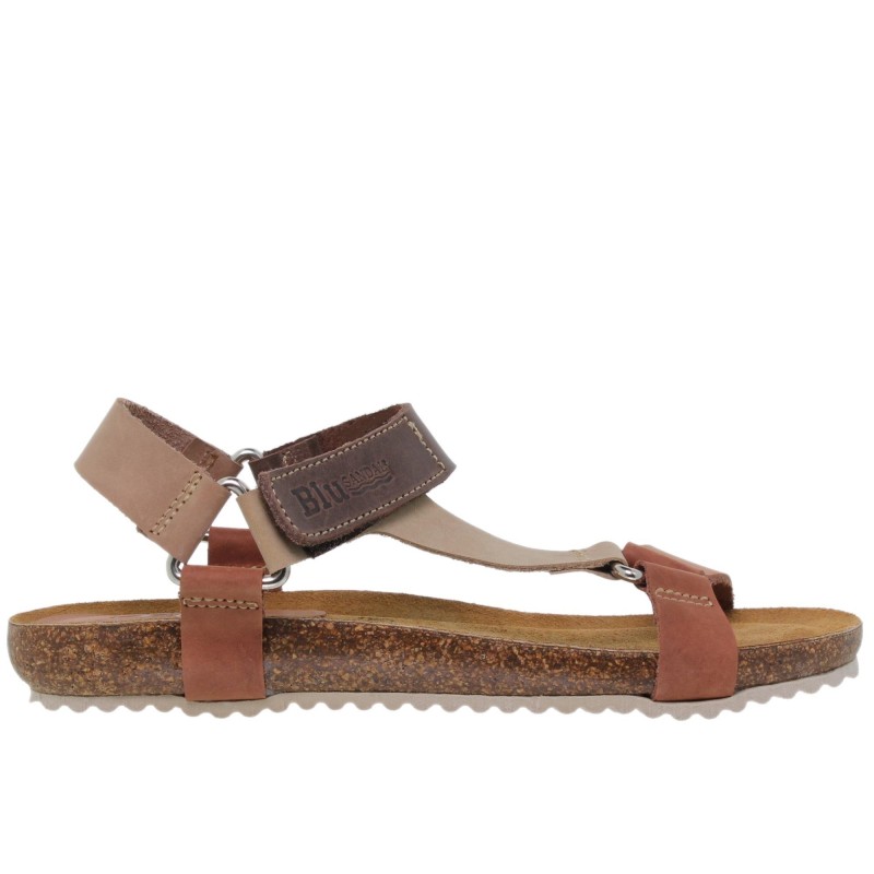 9070879BLU - Sandalia Señora Piel Multicuero