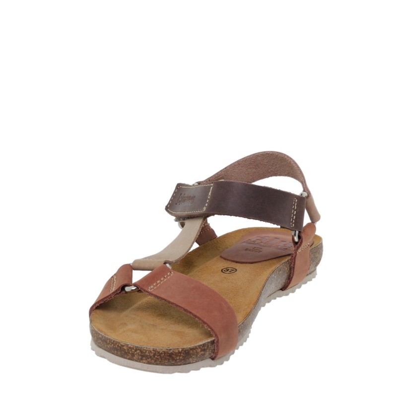 9070879BLU - Sandalia Señora Piel Multicuero