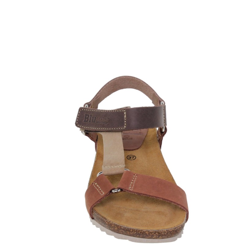 9070879BLU - Sandalia Señora Piel Multicuero