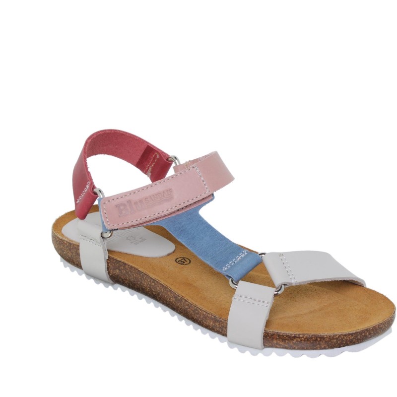 9070879BLU - Sandalia Señora Piel Multicolor