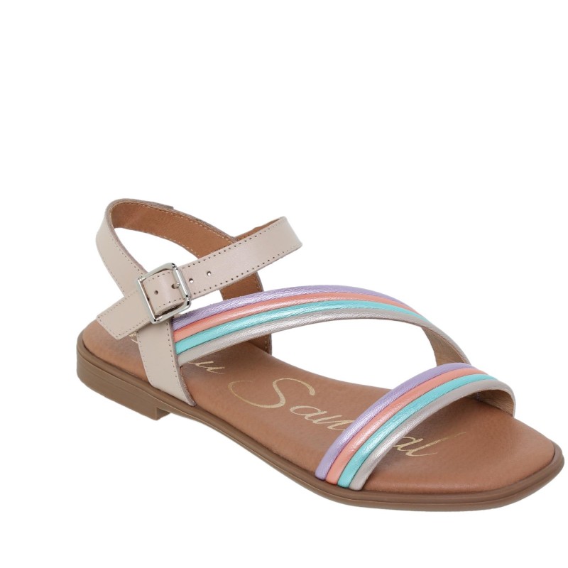 7540918BLU - Sandalia Señora Piel Pasteles