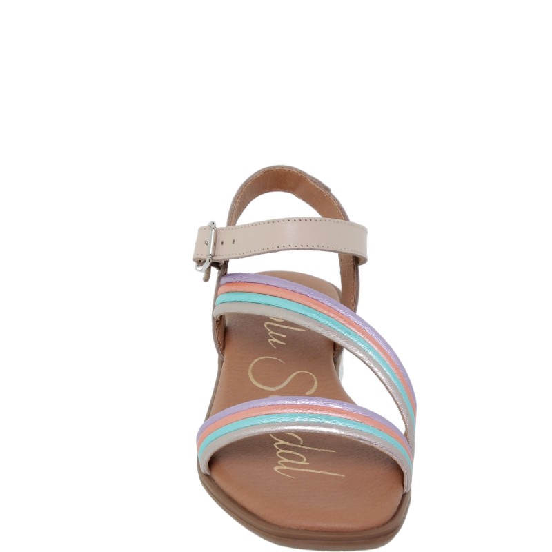 7540918BLU - Sandalia Señora Piel Pasteles