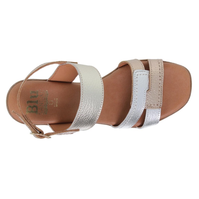 499014504BLU - Sandalia Señora Piel Metal
