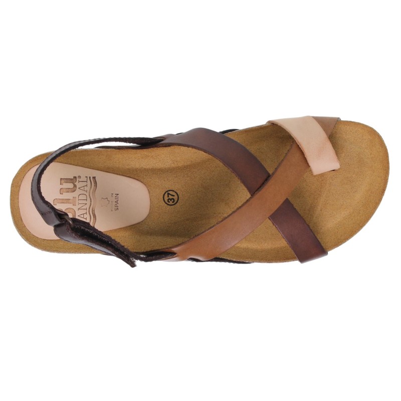 14708300BLU - Sandalia Señora Piel Multicuero
