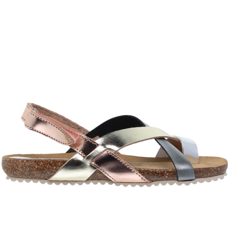 14708300BLU - Sandalia Señora Piel Metal