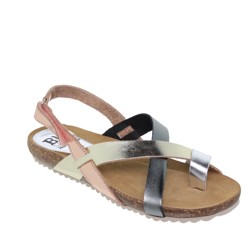 14708300BLU - Sandalia Señora Piel Metal