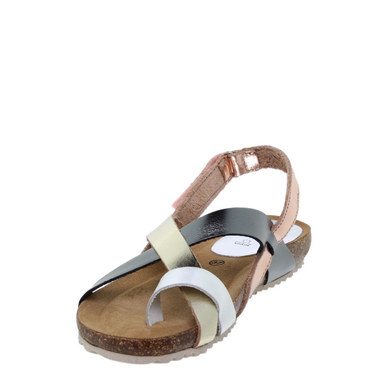 14708300BLU - Sandalia Señora Piel Metal