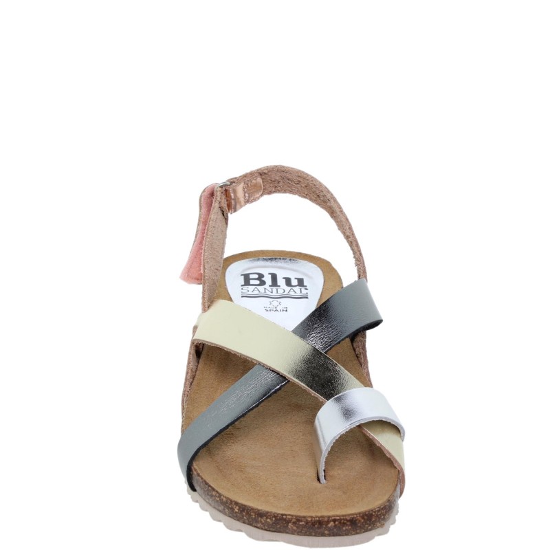 14708300BLU - Sandalia Señora Piel Metal