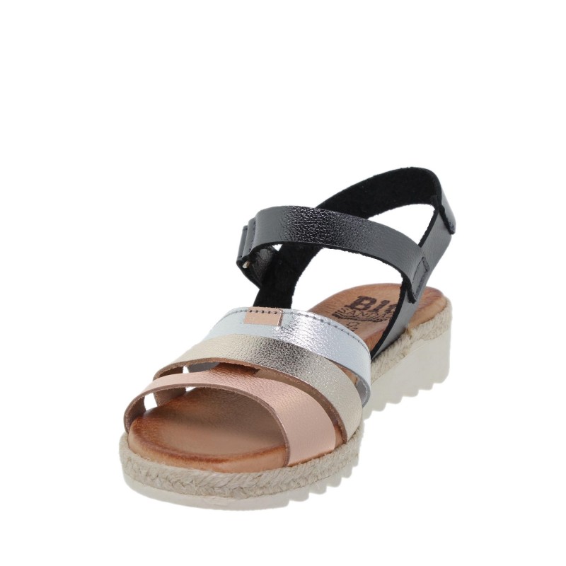 14202898BLU - Sandalia Cuña Mujer Metal