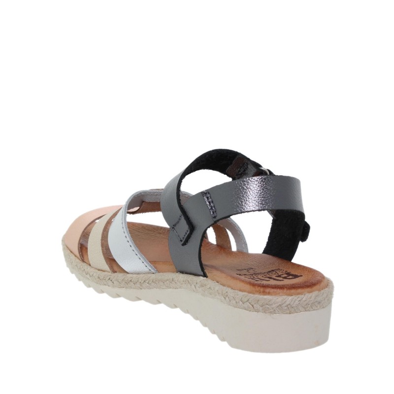 14202898BLU - Sandalia Cuña Mujer Metal