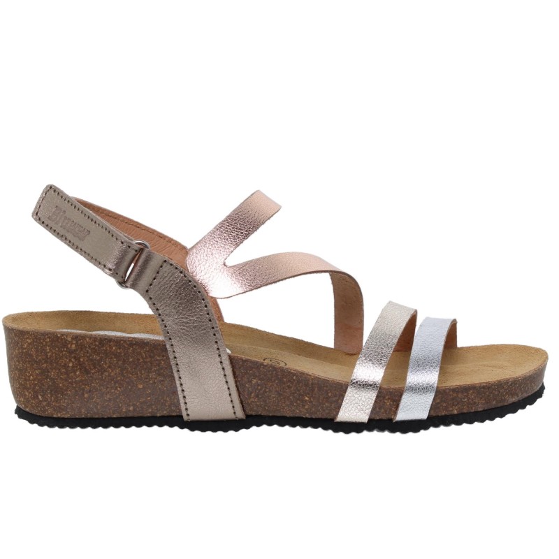 9290422BLU - Sandalia Cuña Mujer Metal