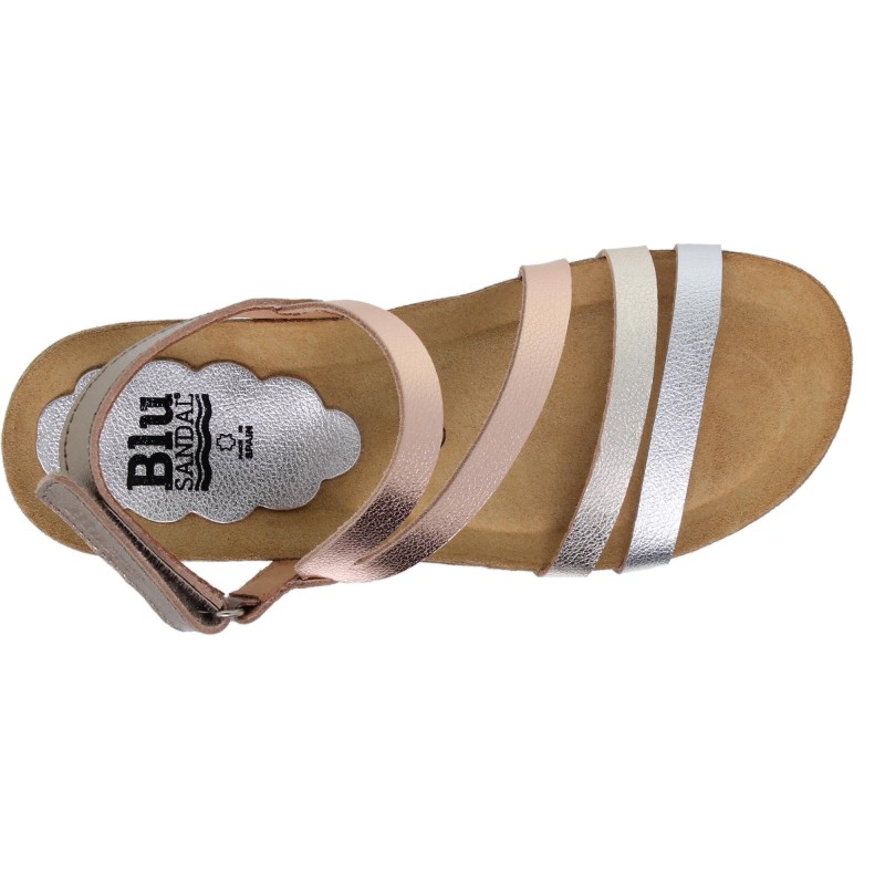 9290422BLU - Sandalia Cuña Mujer Metal