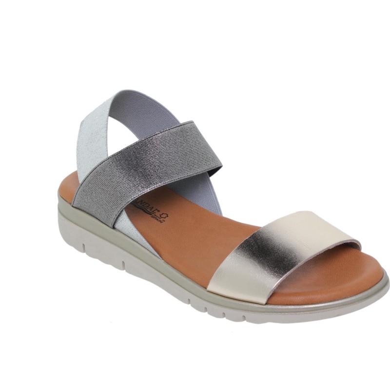 8380251033BLU - Sandalia Cuña Mujer Metal