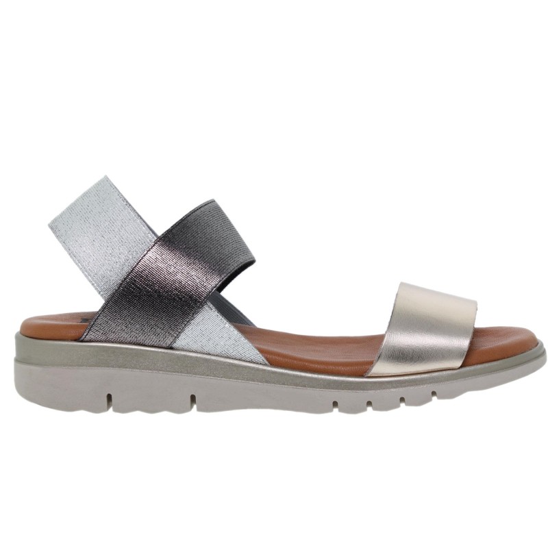 8380251033BLU - Sandalia Cuña Mujer Metal