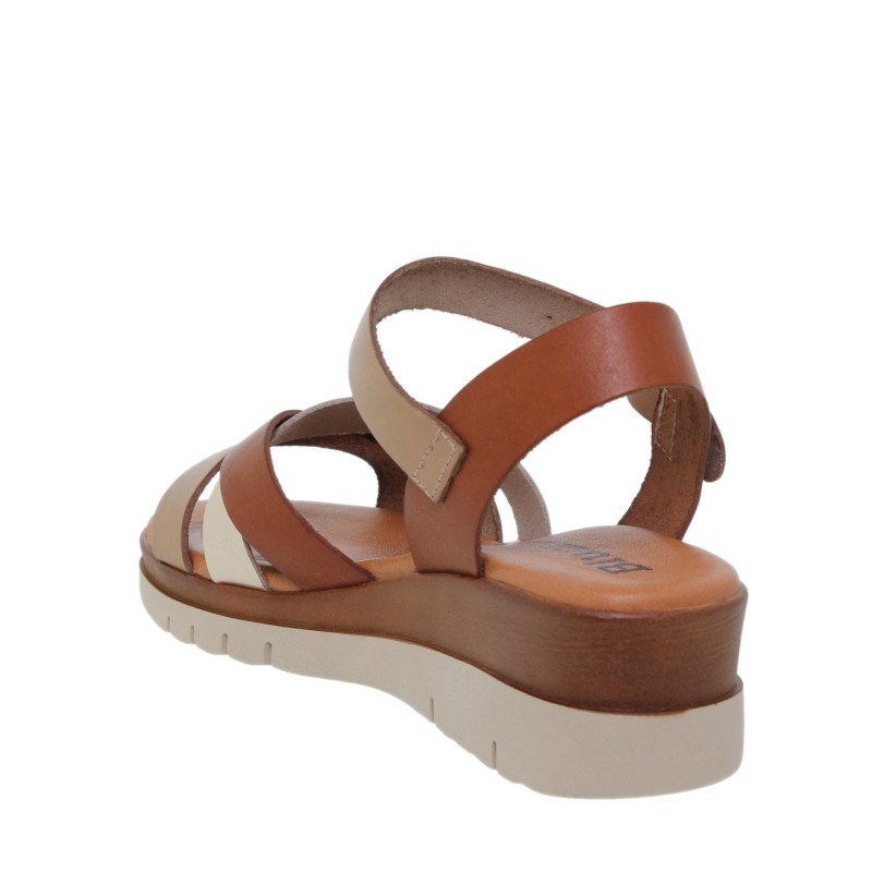 2950251053BLU - Sandalia Cuña Mujer Multicuero