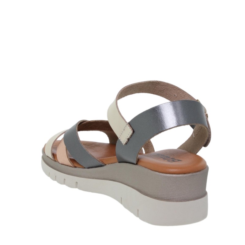 2950251053BLU - Sandalia Cuña Mujer Metal
