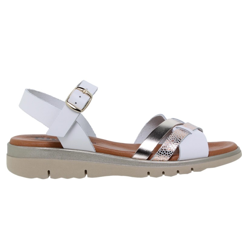 9460251063BLU - Sandalia Plana mujer blanco