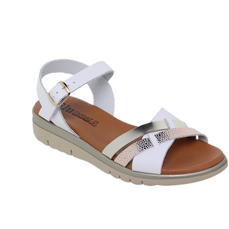9460251063BLU - Sandalia Plana mujer blanco
