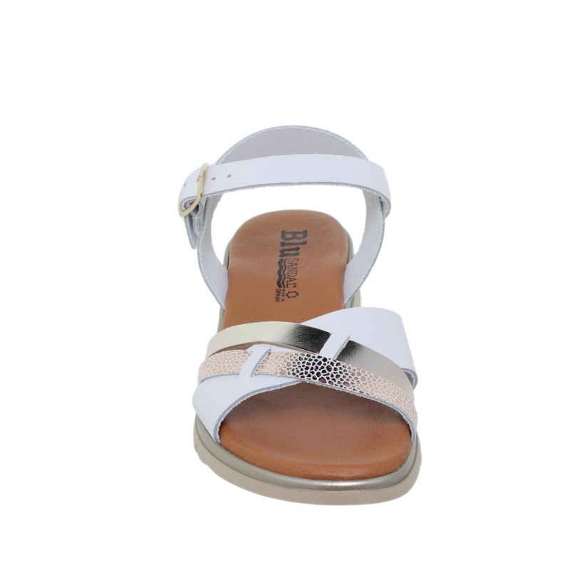 9460251063BLU - Sandalia Plana mujer blanco