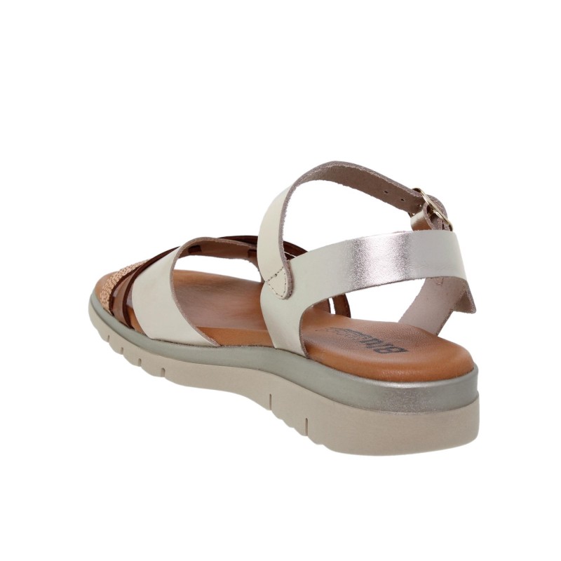 9460251063BLU - Sandalia Plana mujer platino