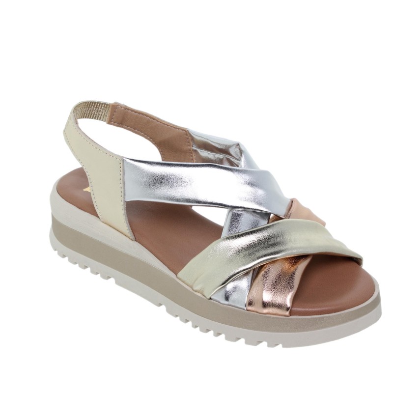 876012303BLU - Sandalia cuña mujer Metal