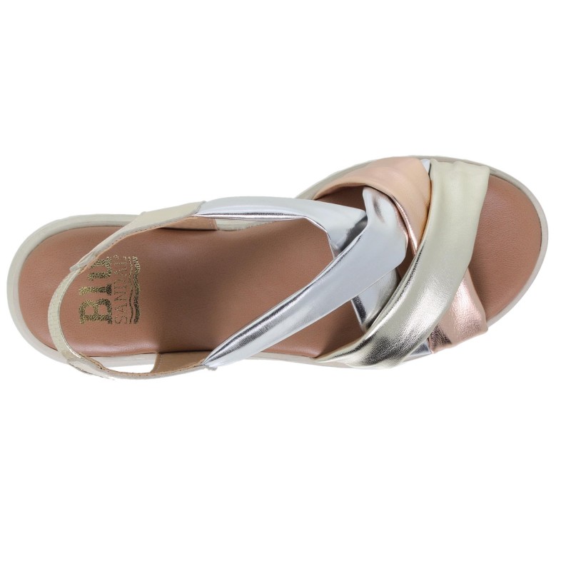 876012303BLU - Sandalia cuña mujer Metal