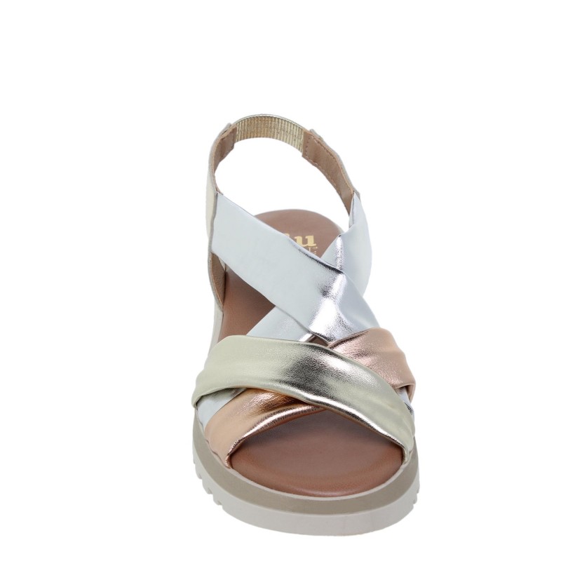 876012303BLU - Sandalia cuña mujer Metal