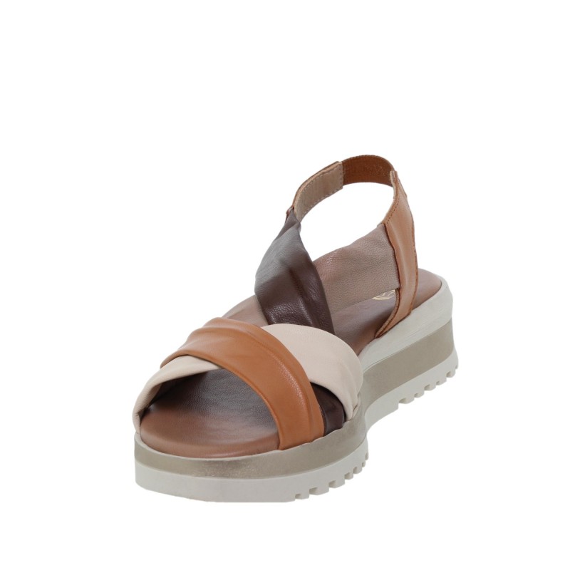 876012303BLU - Sandalia cuña mujer multicuero