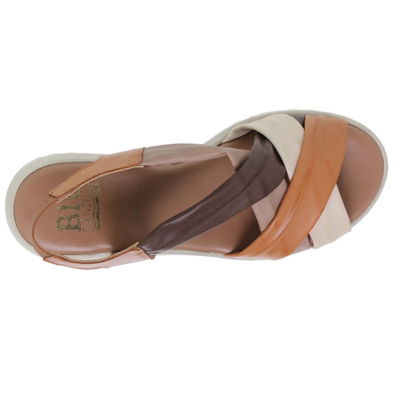 876012303BLU - Sandalia cuña mujer multicuero