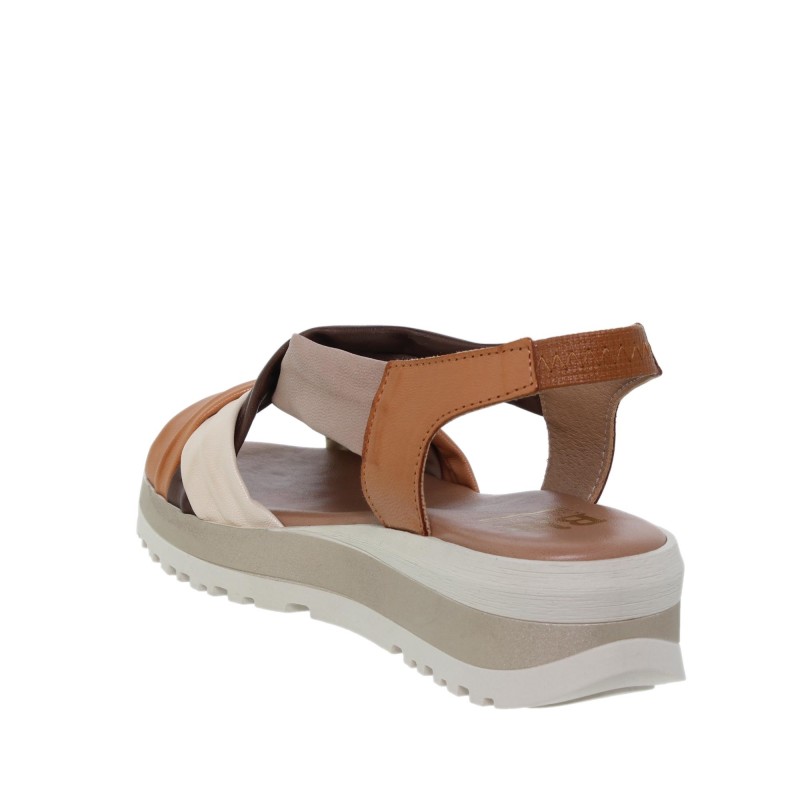 876012303BLU - Sandalia cuña mujer multicuero