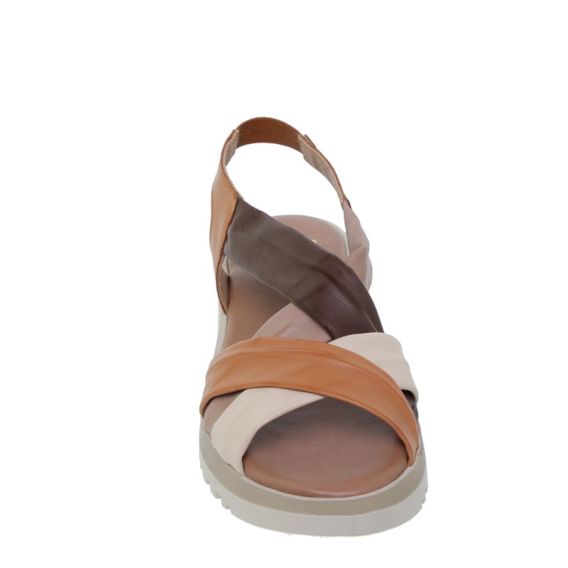 876012303BLU - Sandalia cuña mujer multicuero