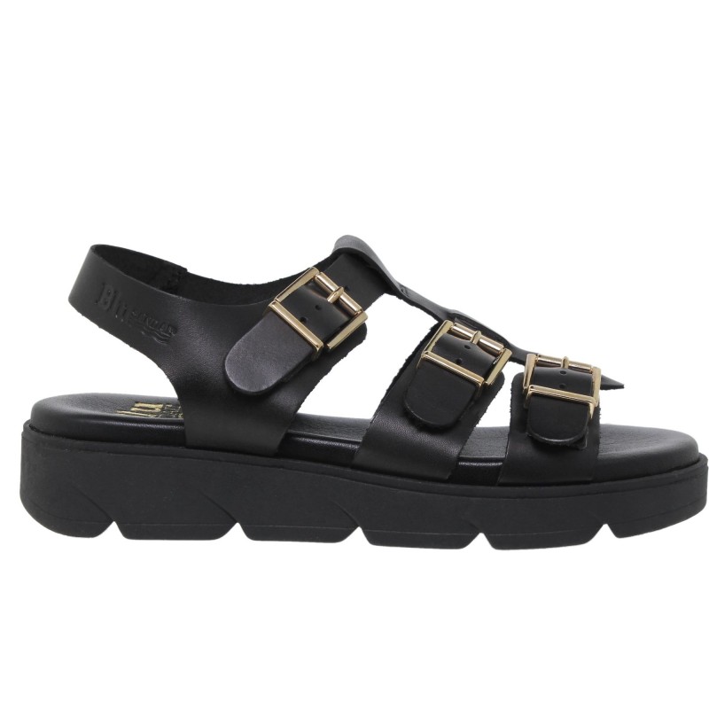 713058804BLU - Sandalia Plana mujer Negro